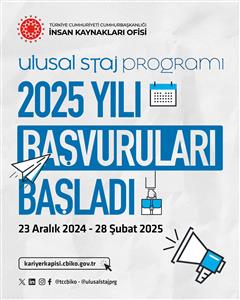 Ulusal Staj Programı 2025 Yılı Başvuruları Başladı!